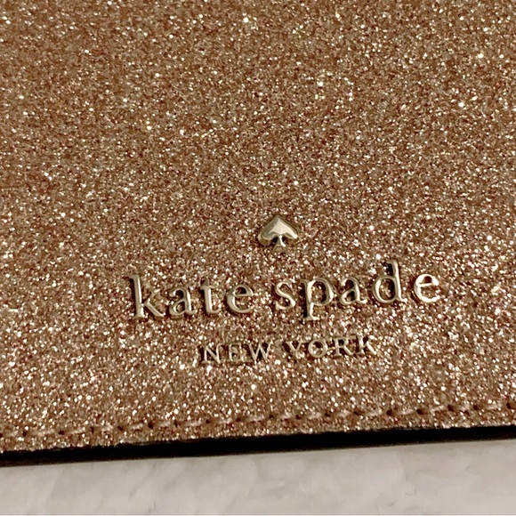 KATE SPADE Tinsel Glitter Boxed Slim ID Credit Card Holder Wallet Rose Gold NWT - Picture 8 of 12